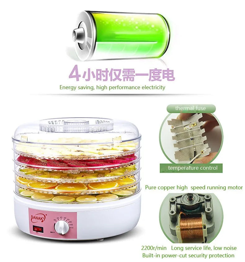 250W POWER 5 LAYERS FOOD DRYER  Dry Machine Fruits and Vegetables Dehydration Drying Machine Pet Food