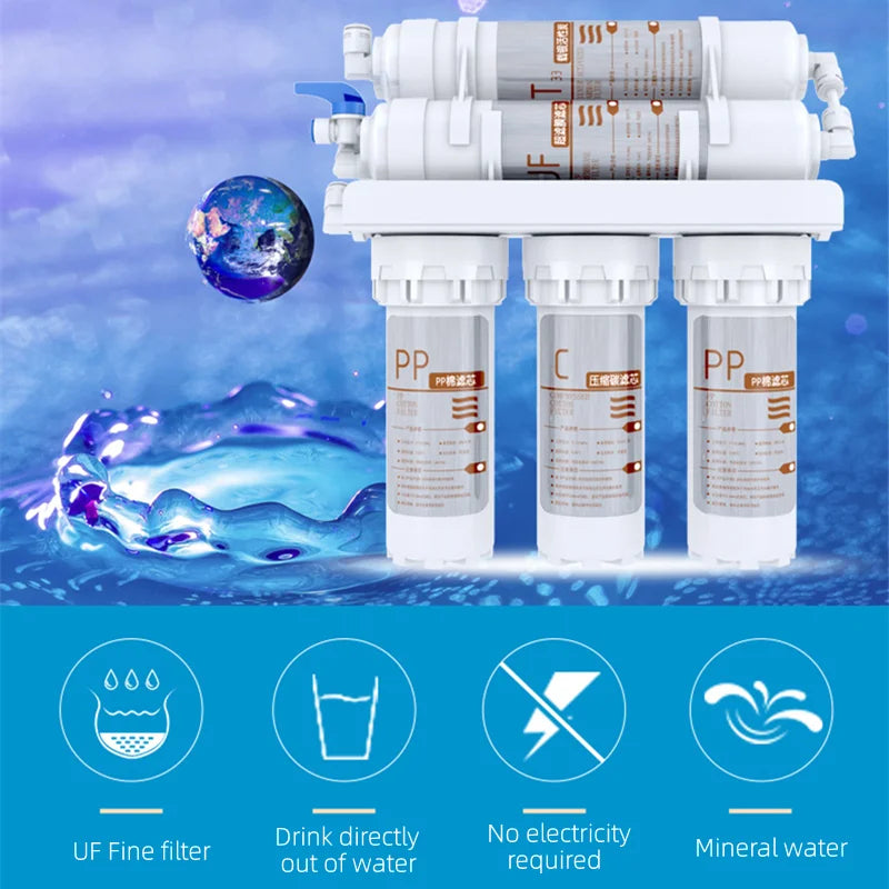 Water Filter Purifier Household Direct Drinking Kitchen Tap Water Filter System 3+2 Ultrafiltration Water Purification Kit
