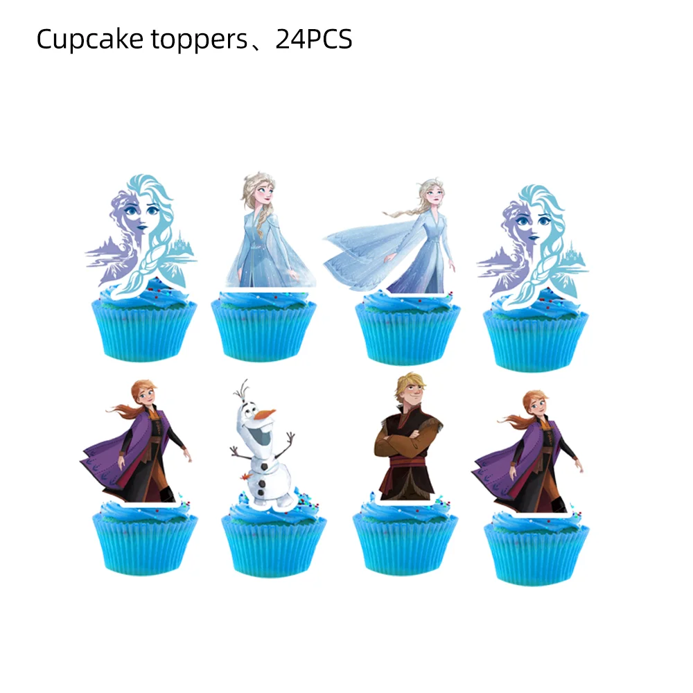 Disney Frozen Elsa Birthday Decorations Frozen Queen Anna Baby Shower Wedding Party Supplies Cake Topper Kit Cup Cake Tableware