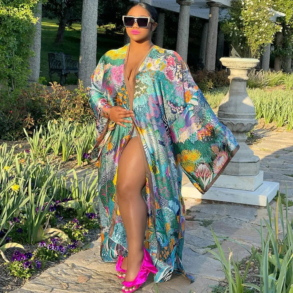 2024 Maxi Dress Japanese Kimono Traditional Woman Long Kimono Cardigan Cardigan Blouse Shirt Female Printing Japanese Dress