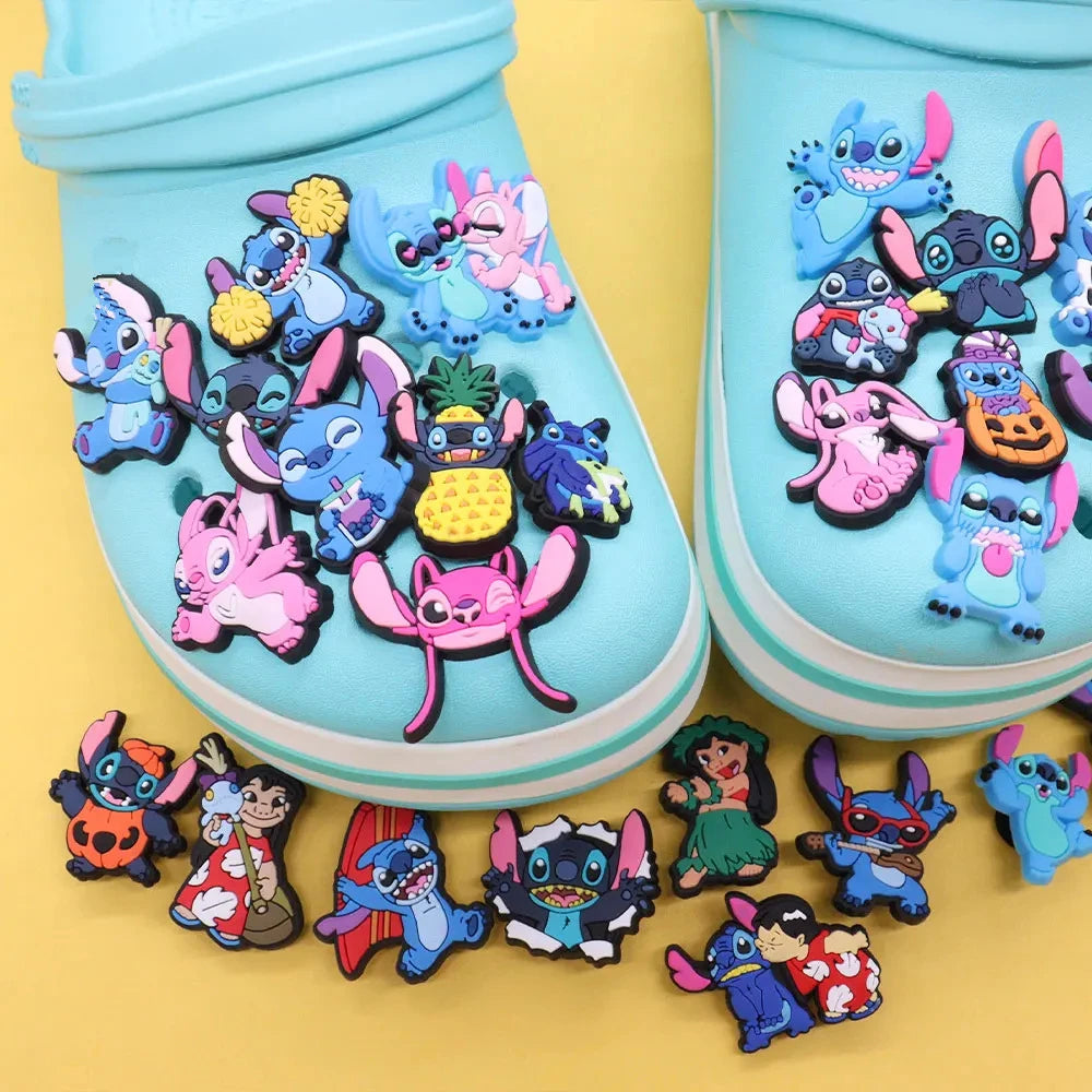 1-27Pcs Mix Lilo & Stitch PVC Disney Cartoon Shoe Charms Decorations Kids Buckle Clog DIY Cute Holiday Gifts
