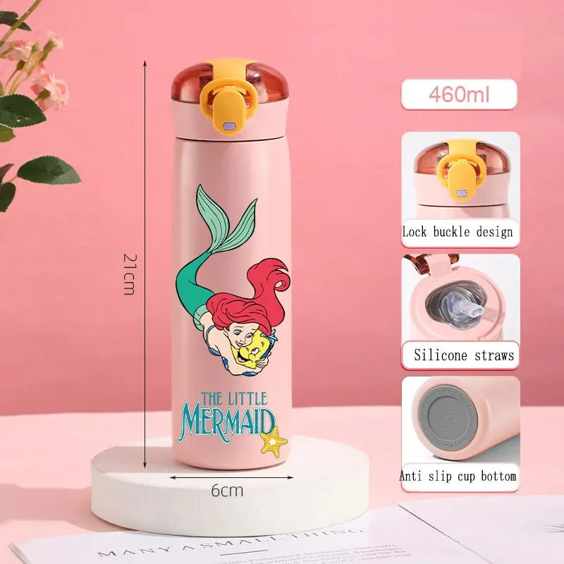 560ml Gradient Cup Little Mermaid Pink Series & 460ml Plastic Cup Bouncing Children's Cup Ariel Portable Bottle  Gifts