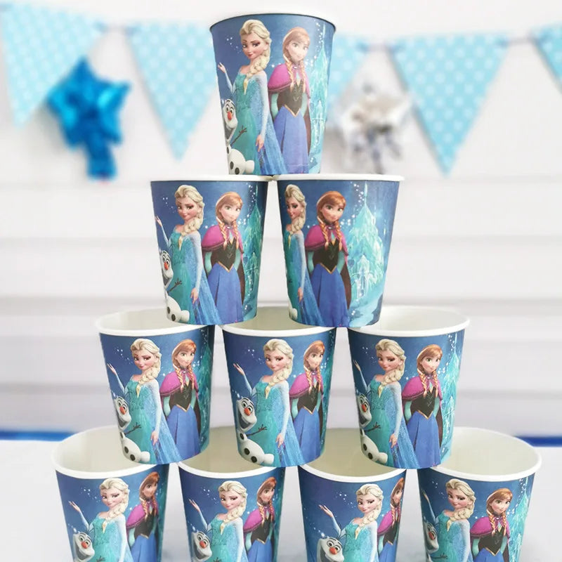 Disney Snow Queen Birthday Disposable Cutlery Cartoon Frozen Anna Elsa Party Decoration Kid Plate Cup Party Supplies Baby Shower