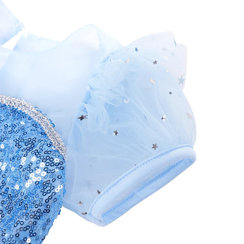 Girls Elsa Cosplay PrincessElsa Costume Frozen Anna Dress Snow Queen Fancy Cosplay Dance Party  Elegant Toddler Dress 2-10Years