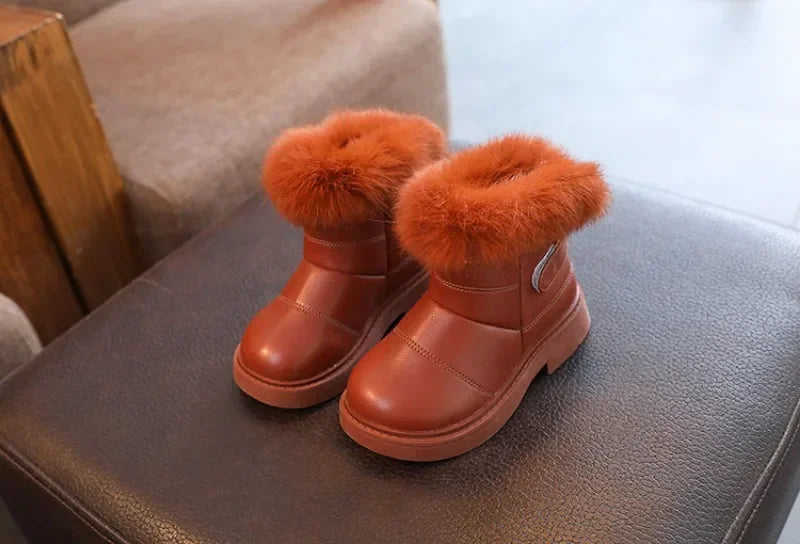 Children Warm Boots Boys Girls Winter Snow Boots with Fur Kids Snow Boots Children Soft Bottom Shoes