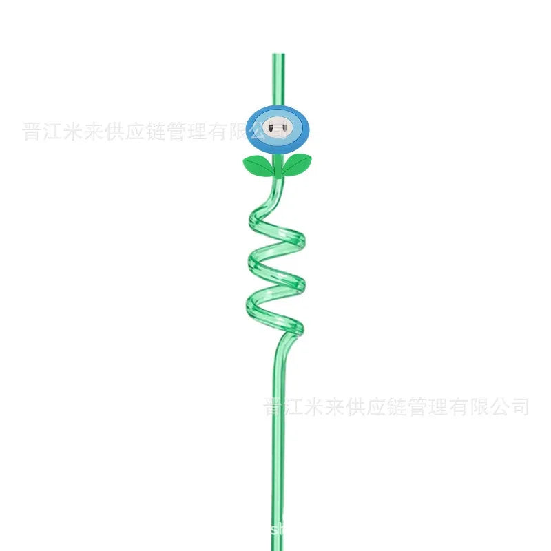 Super Mario Frozen Birthday Party Decorations Luigi Princess Peach Game-derived Peripherals Spiral Straw Disposables Tableware