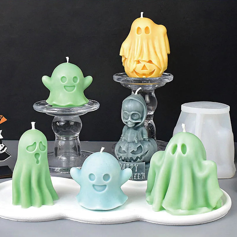 Ghost Pumpkin Halloween Decor Candle Silicone Mold DIY Handmade Aromatherapy Candle Plaster Resin Mould Halloween Tabletop Gifts