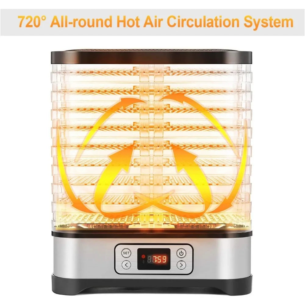 Food Dehydrator Machine, Fruit Dehydrators with 8-Trays, Digital Timer and Temperature Control(95ºF-158ºF) for Food, Jerky, Meat