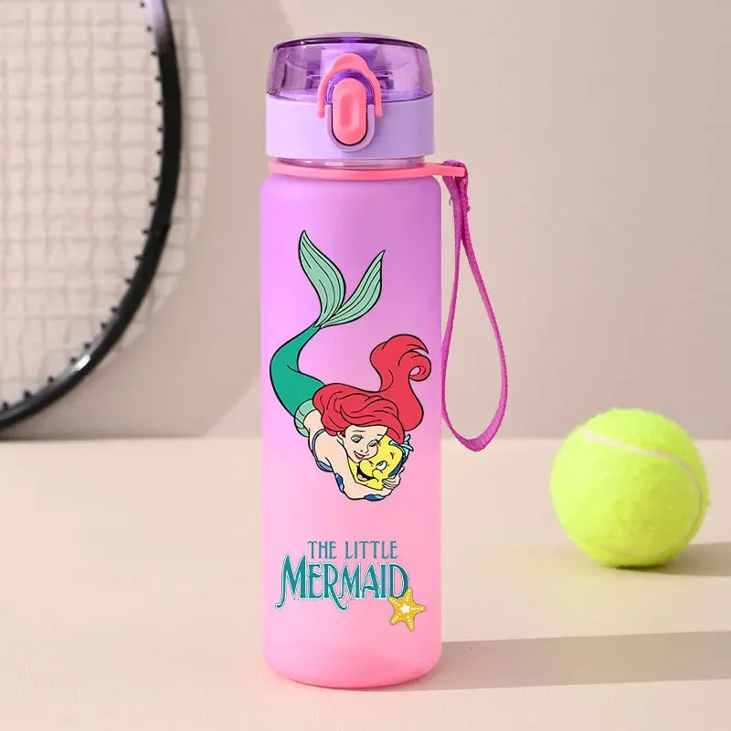 560ml Gradient Cup Little Mermaid Pink Series & 460ml Plastic Cup Bouncing Children's Cup Ariel Portable Bottle  Gifts