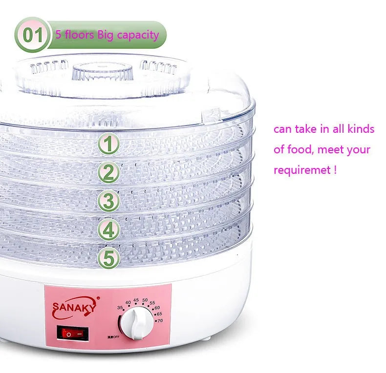 250W POWER 5 LAYERS FOOD DRYER  Dry Machine Fruits and Vegetables Dehydration Drying Machine Pet Food