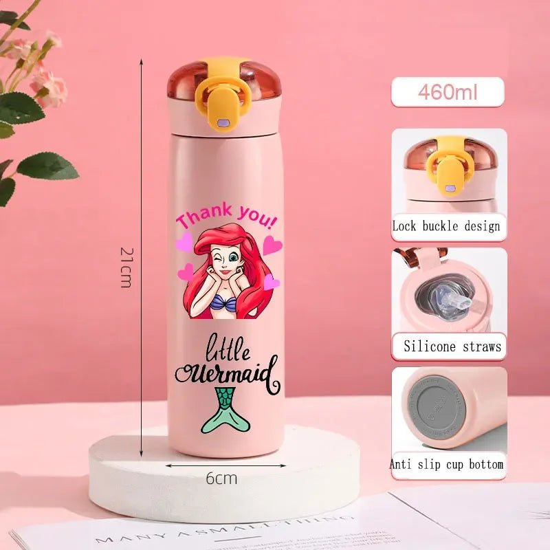 560ml Gradient Cup Little Mermaid Pink Series & 460ml Plastic Cup Bouncing Children's Cup Ariel Portable Bottle  Gifts