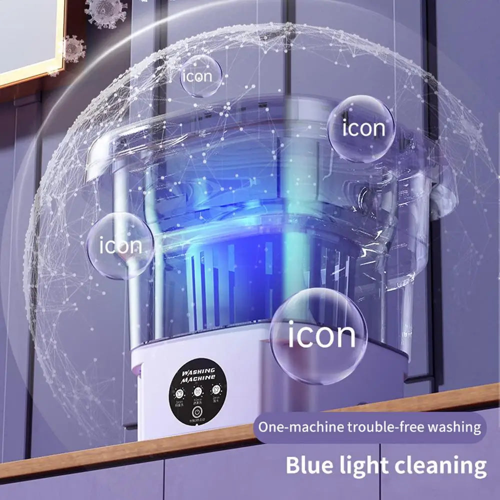 8L Household Small Folding Washing Machine Student Dormitory Underwear Sock Mini Washing Machine Portable Washing Bucket EU PLUG