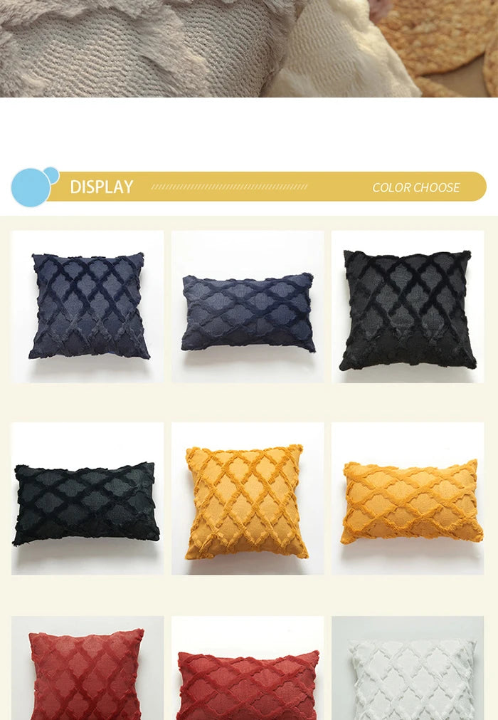 Soft Plush Short Cushion Cover Decorative Pillows Plain Pillowcases 45x45 cm Boho Pillow Cover for Sofa Bedroom Chair Home Decor