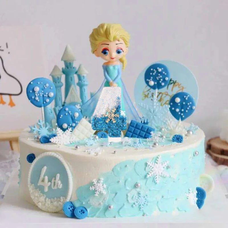 1pc Frozen Birthday Candles Number 0-9 Glittery Cake Candle Kids Princess Girls Birth Decoration Cake Topper Party Supply