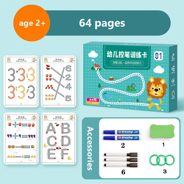 English Magic Book Learning Lettering In Tracing Workbook for Kids Reusable Calligraphy Copybook for Children Montessori Writing
