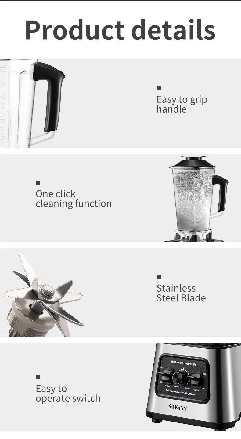 Houselin 6000W Powerful Blender, Professional Countertop Blender for Smoothies, Ice and Frozen Fruit