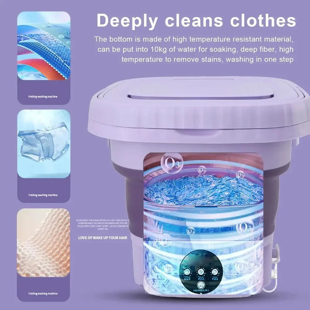 8L Mini Folding Washing Machine Portable Socks Underwear Cleaning Washer Automatic Foldable Bucket Washer Travel Dormitory EU US