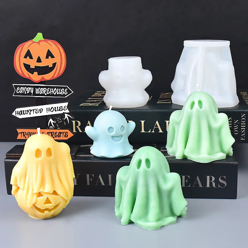 Ghost Pumpkin Halloween Decor Candle Silicone Mold DIY Handmade Aromatherapy Candle Plaster Resin Mould Halloween Tabletop Gifts