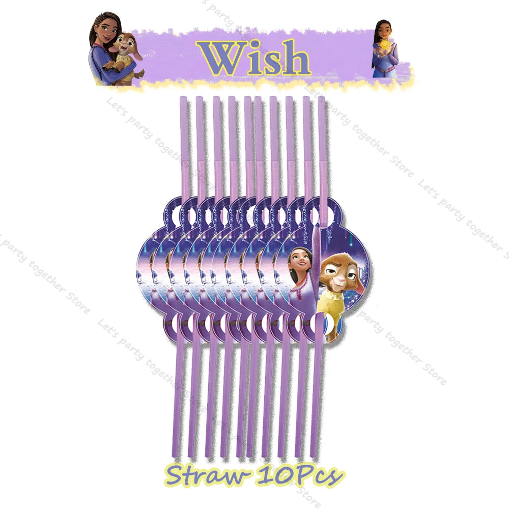Disney Star Wish Asha Princess Girl Birthday Party Decorative Anime Figures DIY Gift Party Supplies Tableware Foil Ballon Famliy