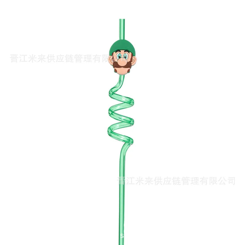 Super Mario Frozen Birthday Party Decorations Luigi Princess Peach Game-derived Peripherals Spiral Straw Disposables Tableware
