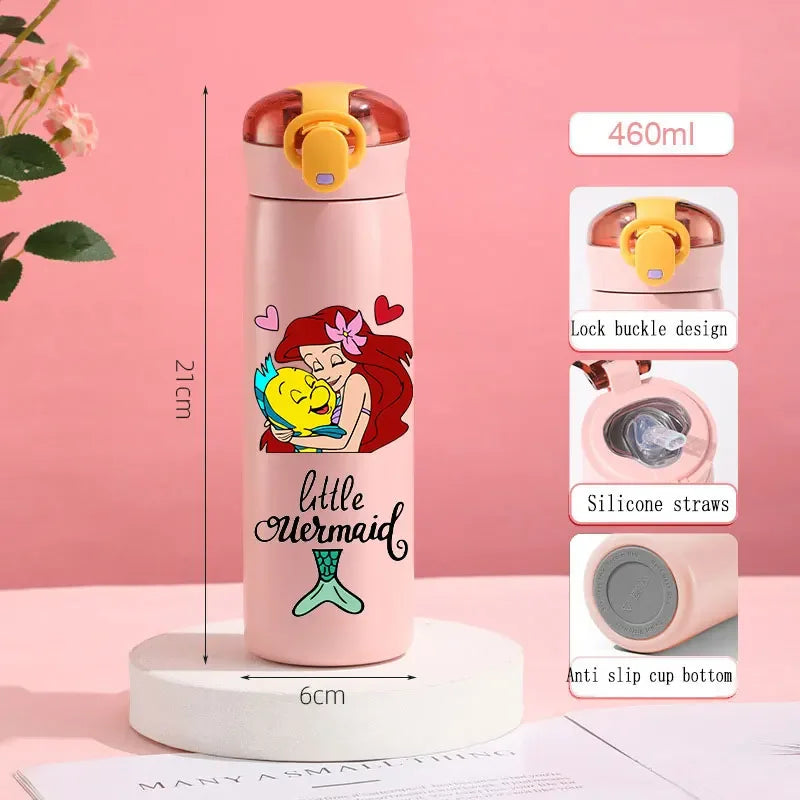 560ml Gradient Cup Little Mermaid Pink Series & 460ml Plastic Cup Bouncing Children's Cup Ariel Portable Bottle  Gifts