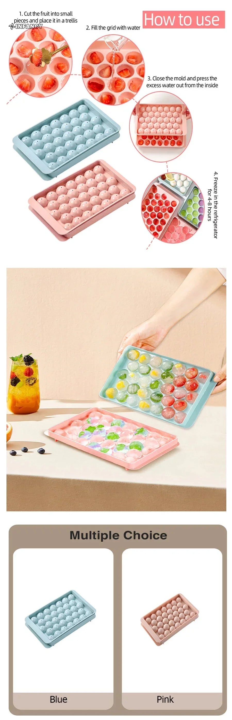 33 Ice Boll Hockey PP Mold Frozen Whiskey Ball Popsicle Ice Cube Tray Box Lollipop Making Gifts Kitchen Tools Accessories
