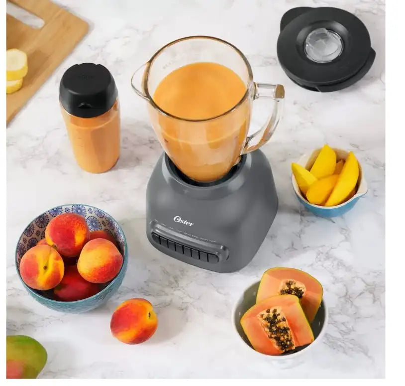 Oster Easy-to-Clean Blender with Dishwasher-Safe Glass Jar with a 20 oz. Blend-n-Go Cup