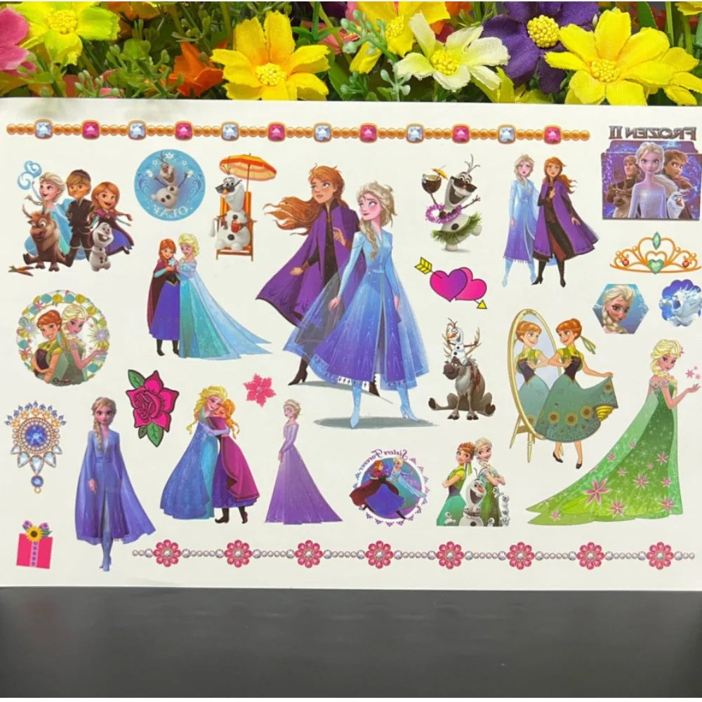 Disney Frozen Elsa Anna Tattoo Stickers Girls Birthday Party Decorations Snow Queen Cartoon Stickers Baby Shower Party Supplies