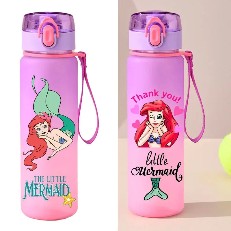 560ml Gradient Cup Little Mermaid Pink Series & 460ml Plastic Cup Bouncing Children's Cup Ariel Portable Bottle  Gifts