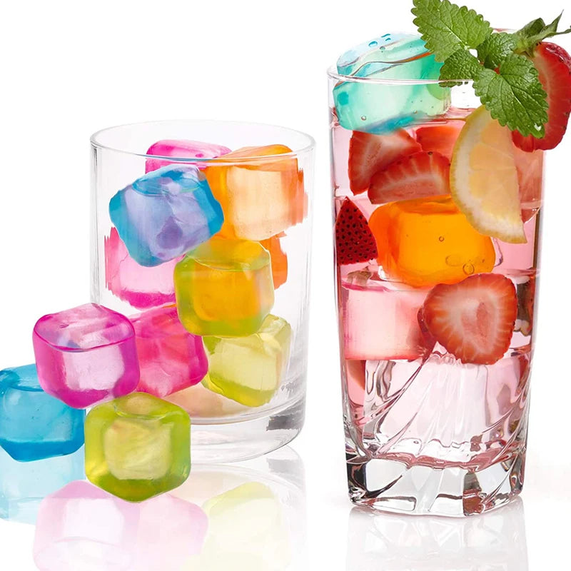 12Pcs/Set Whisky Reusable Ice Cube The Summer Wear-resistant Rocks Whiskey Cubes Plastic Accessories