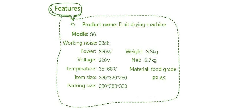 250W POWER 5 LAYERS FOOD DRYER  Dry Machine Fruits and Vegetables Dehydration Drying Machine Pet Food