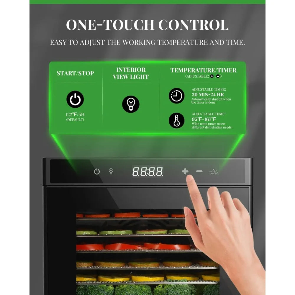 Stainless Steel Food Dehydrator with 8 Trays, Digital Adjustable Timer & Tempe Control Food Dryer Machine for Jerky, Vegetable