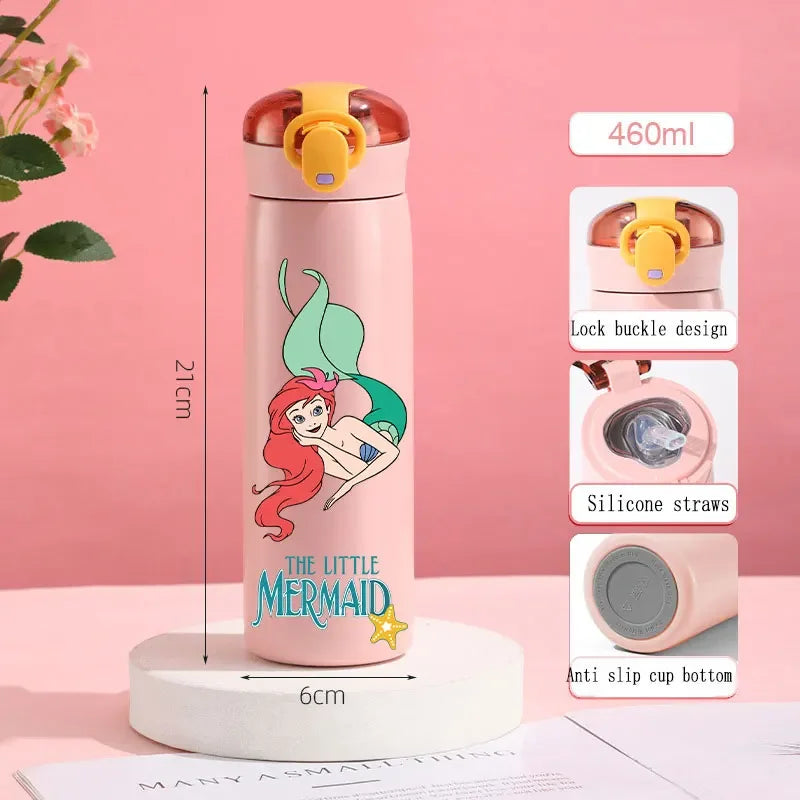 560ml Gradient Cup Little Mermaid Pink Series & 460ml Plastic Cup Bouncing Children's Cup Ariel Portable Bottle  Gifts