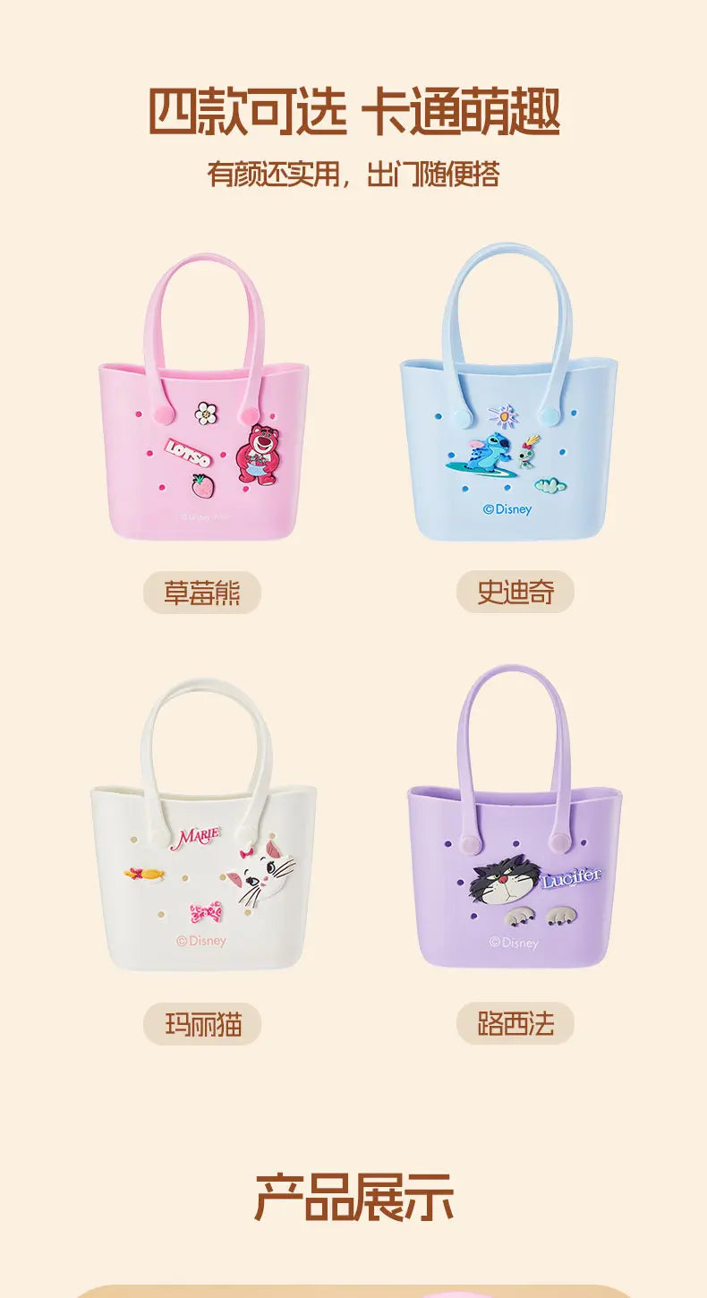 Disney Anime Stitch Lotso Lucifer Marie Cat Lunch Box Bento Bag Cartoon Cute Handbag Portable Large Capacity Storage Bags