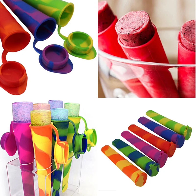 Ice Cream Mold Silicone Ice Tube Maker Frozen Ice Pop Summer Drinking Mold Kitchen Diy Yogurt Popsicl Maker Tray