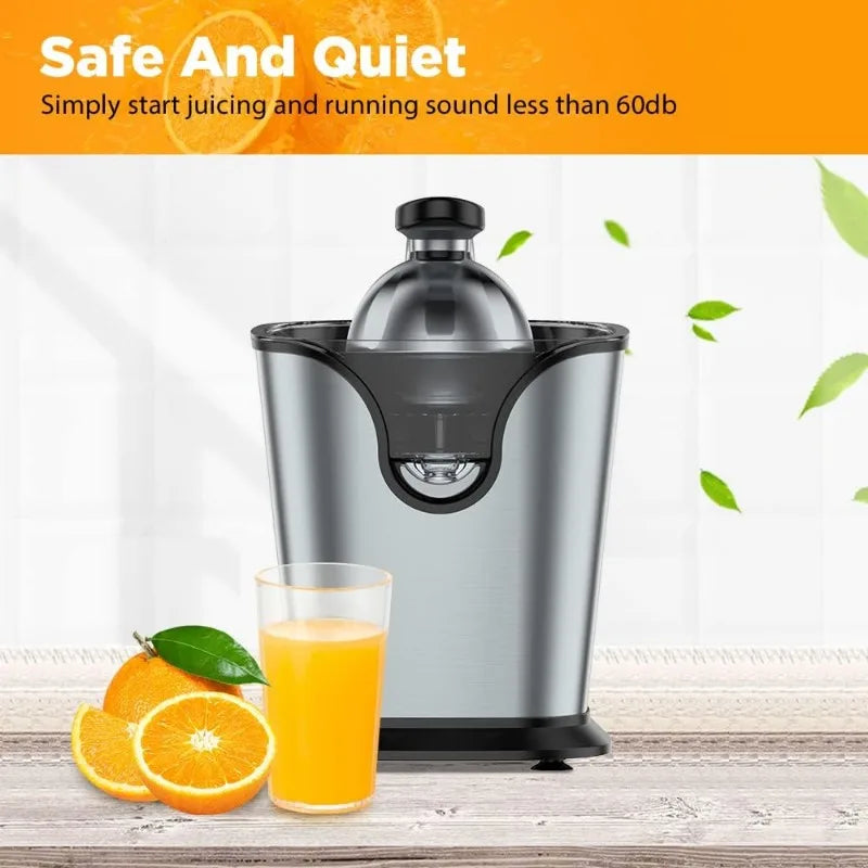 Electric Citrus Juicer Squeezer Stainless Steel 150 Watts of Power for Orange Lemon Lime Grapefruit Juice with Soft Rubber Grip