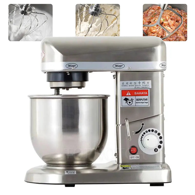 Stainless Steel Bread Dough Mixer Automatic Flour Eggs Mixing Kneading Machine