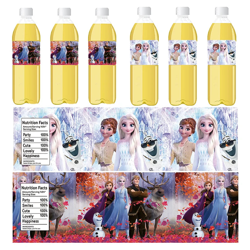 Frozen Elsa Sticker Birthday Party Decoration Cartoon Print Frozen Bottle Sticker Juice Cup Frozen Bottle Labels Wrappers Decor