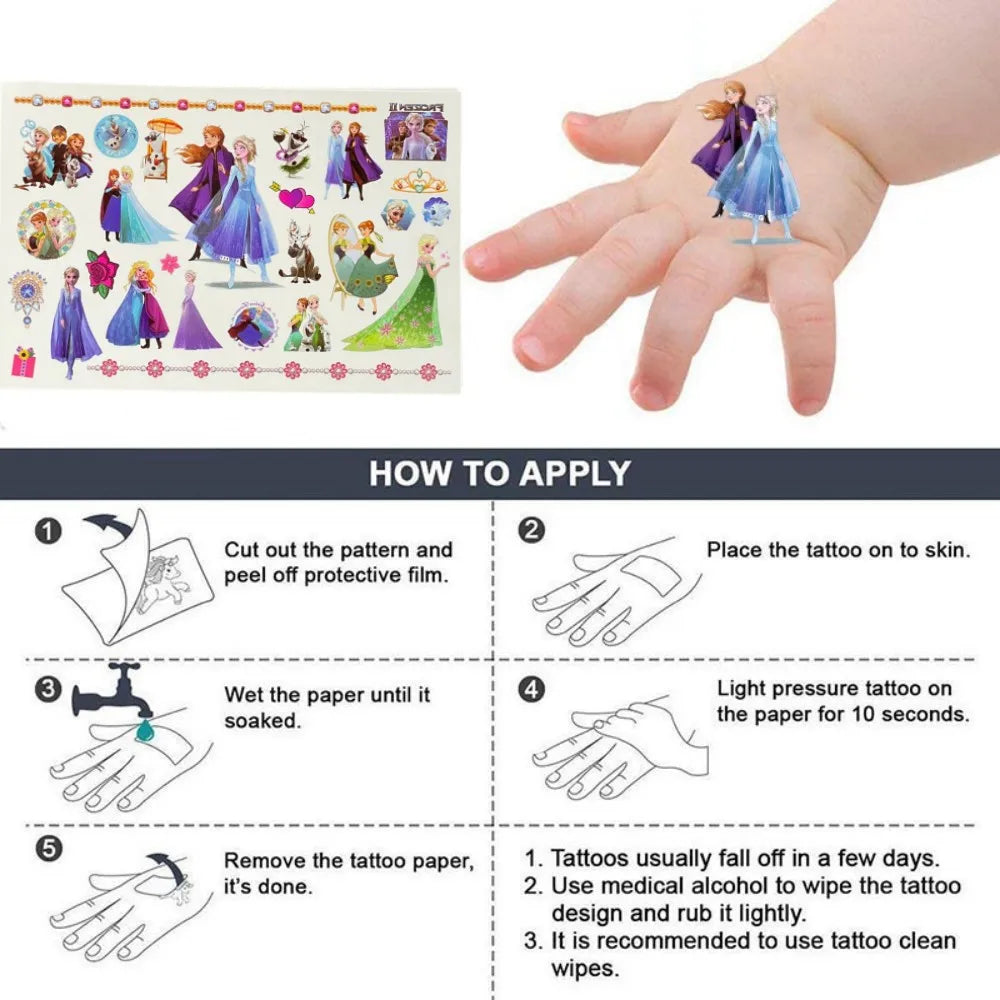 Disney Frozen Elsa Anna Tattoo Stickers Girls Birthday Party Decorations Snow Queen Cartoon Stickers Baby Shower Party Supplies