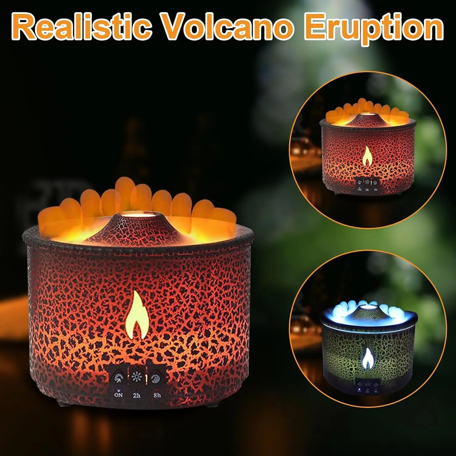 New Portable Volcano Flame Air Humidifier Essential Oil Aroma Diffuser for Home Mist Jellyfish Humidifiers Night Light Fragrance