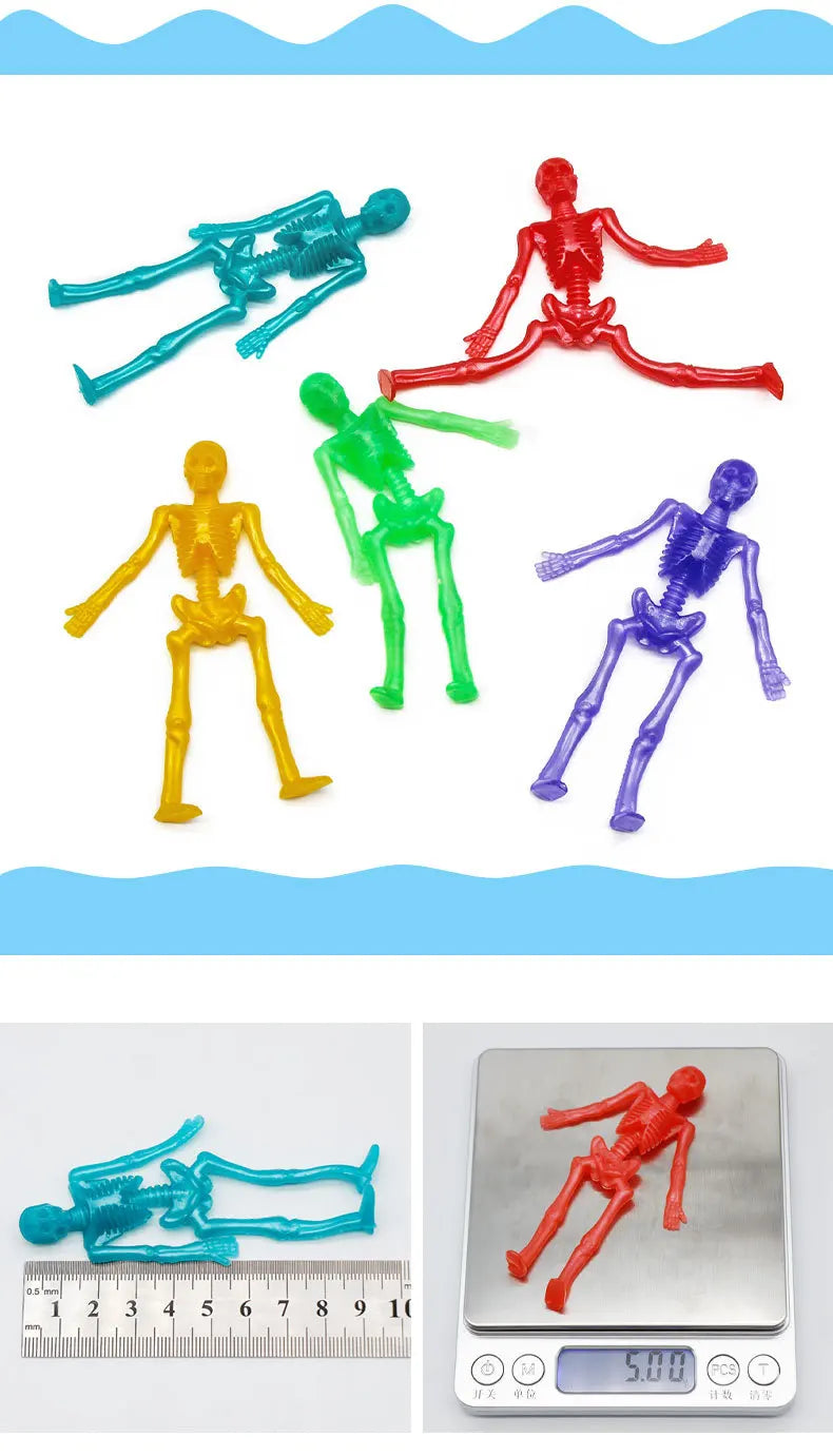 15/25PCS Stretchable Skeleton Man Party Favors for Kids TPR Soft Rubber Zombie Horror Doll Stress Relief Toy Halloween Gifts