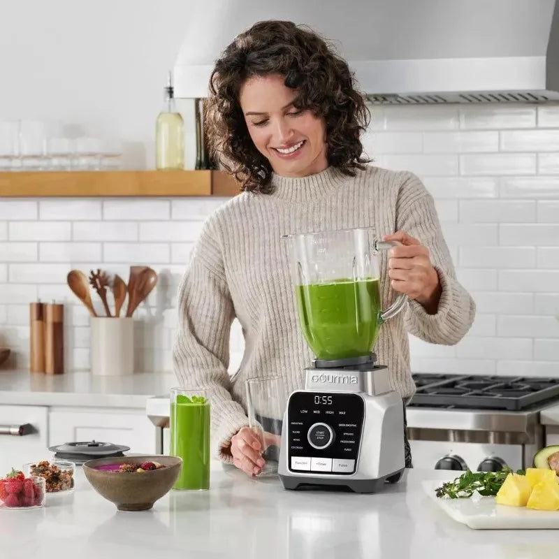 GourmiaDigital Blender with 8 Total Blend Programs, 4 Speeds & Round-Plated Tamper Gray