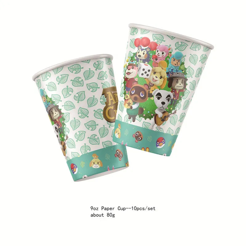 Disney ANIMAL CROSSING Theme Birthday Party Supplies Cup Plate Kids Boy Girl Birthday Party Decoration Disposable Tableware Set