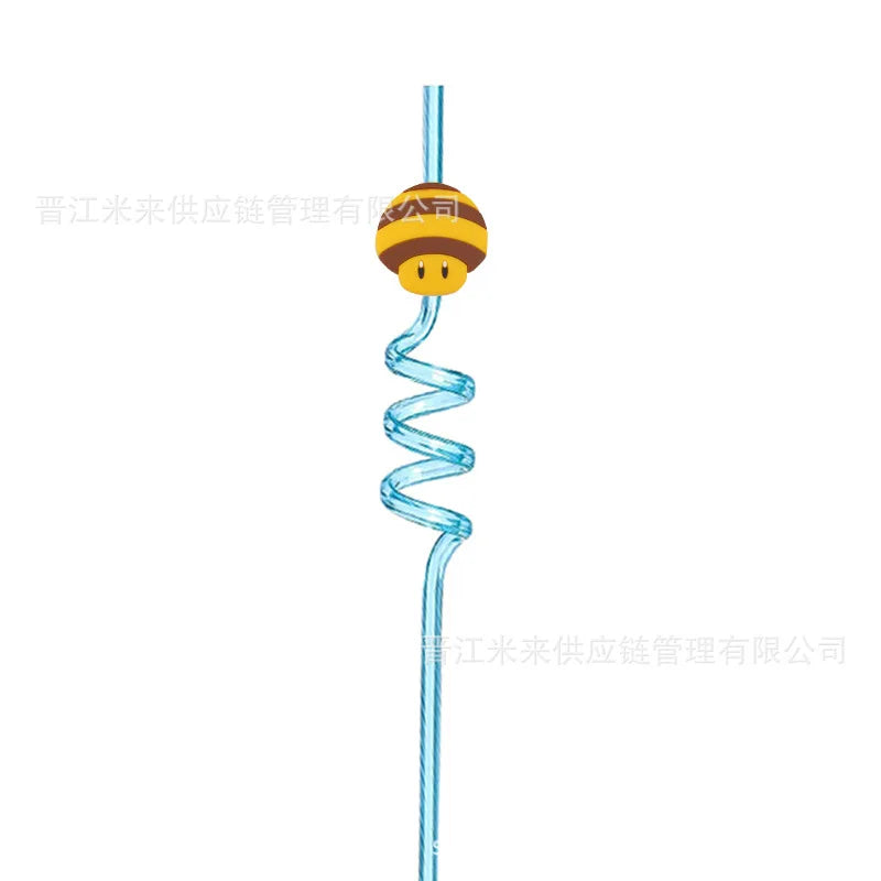 Super Mario Frozen Birthday Party Decorations Luigi Princess Peach Game-derived Peripherals Spiral Straw Disposables Tableware