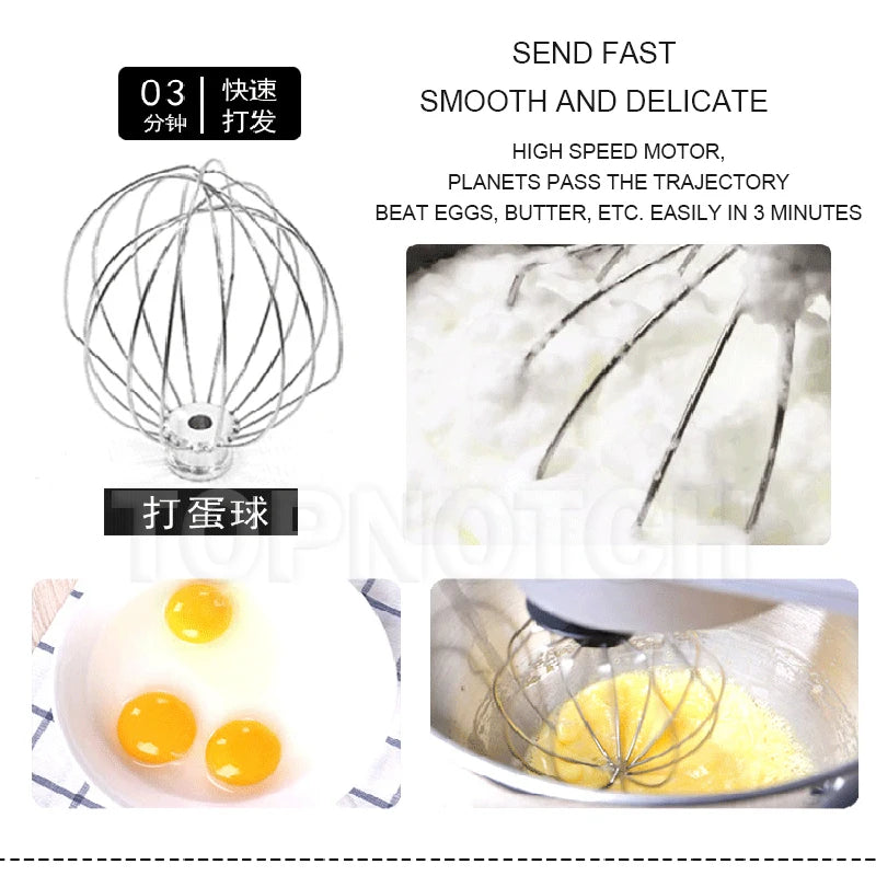 Stainless Steel Bread Dough Mixer Automatic Flour Eggs Mixing Kneading Machine