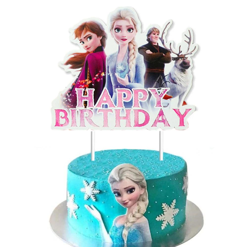 Disney Frozen Elsa Birthday Decorations Frozen Queen Anna Baby Shower Wedding Party Supplies Cake Topper Kit Cup Cake Tableware