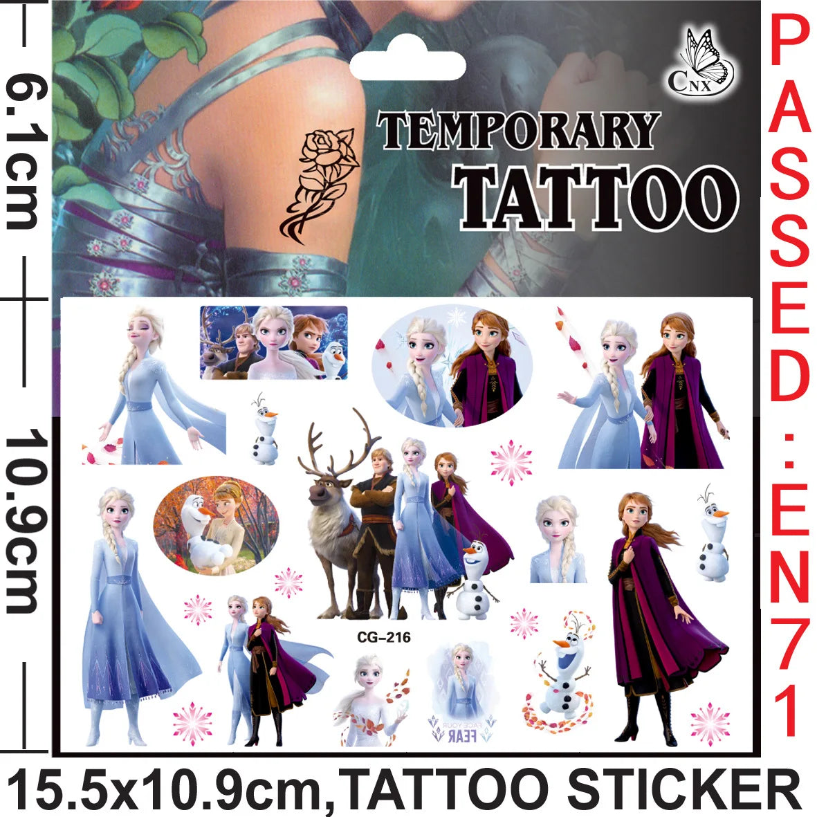 Disney Princess Frozen Tattoo Stickers Children's Birthday Party Decoration Anna Elsa Cartoon Sticker Classic Toys Kids Gifts