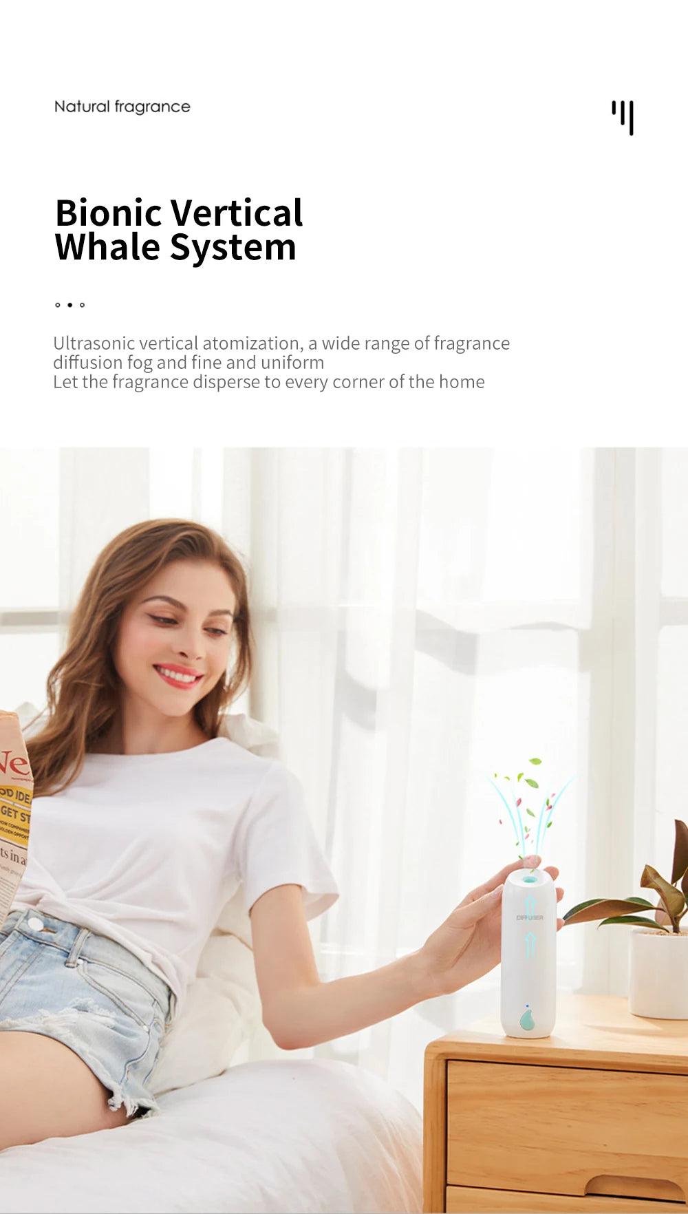 100m³ Essential Oil Diffuser 45ML 3 Modes Aroma Diffuser Wall Mounted Room Fragrance Home Toilet Hotel Air Purifiers Humidifier