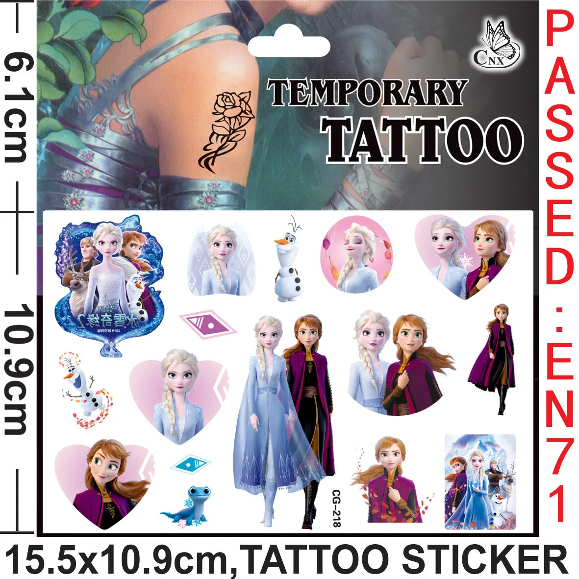 Disney Princess Frozen Tattoo Stickers Children's Birthday Party Decoration Anna Elsa Cartoon Sticker Classic Toys Kids Gifts