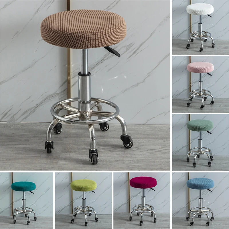 Round Chair Cover Polar Fleece Seat Cover Stretch Bar Stool Cover For Bar Banquet Hotel Dining Home Decor Washable Removable